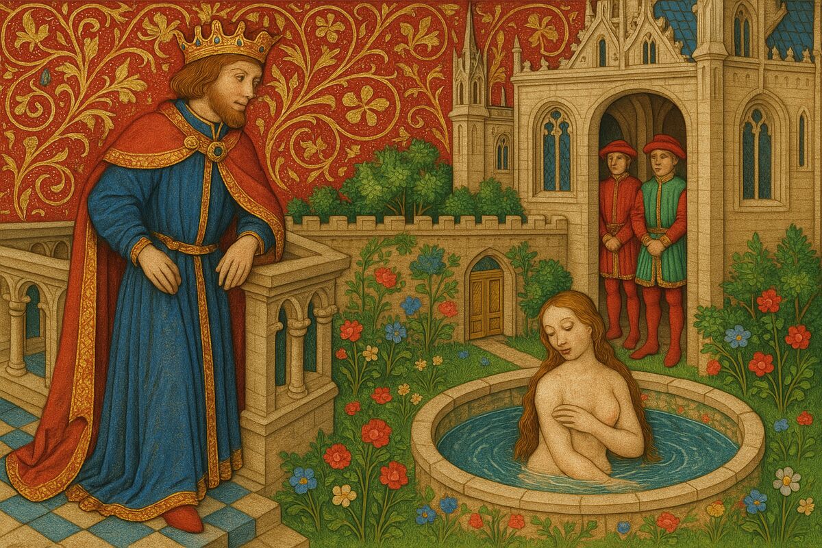 David observe Bethsabée qui se baigne depuis la terrasse de son palais